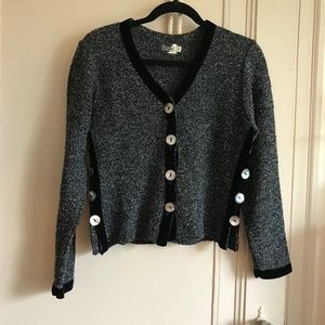 Basel Black Sweater with Mother of Pearl buttons